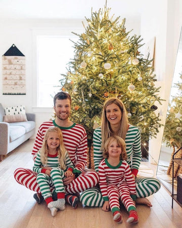 Red & Green Stripe Family Pajamas 2-piece Set