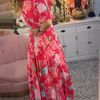 Comfortable V-neck Floral Loose Maxi Dress with Pockets