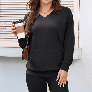 Women's V-neck Sweatshirt With Kangaroo Pocket