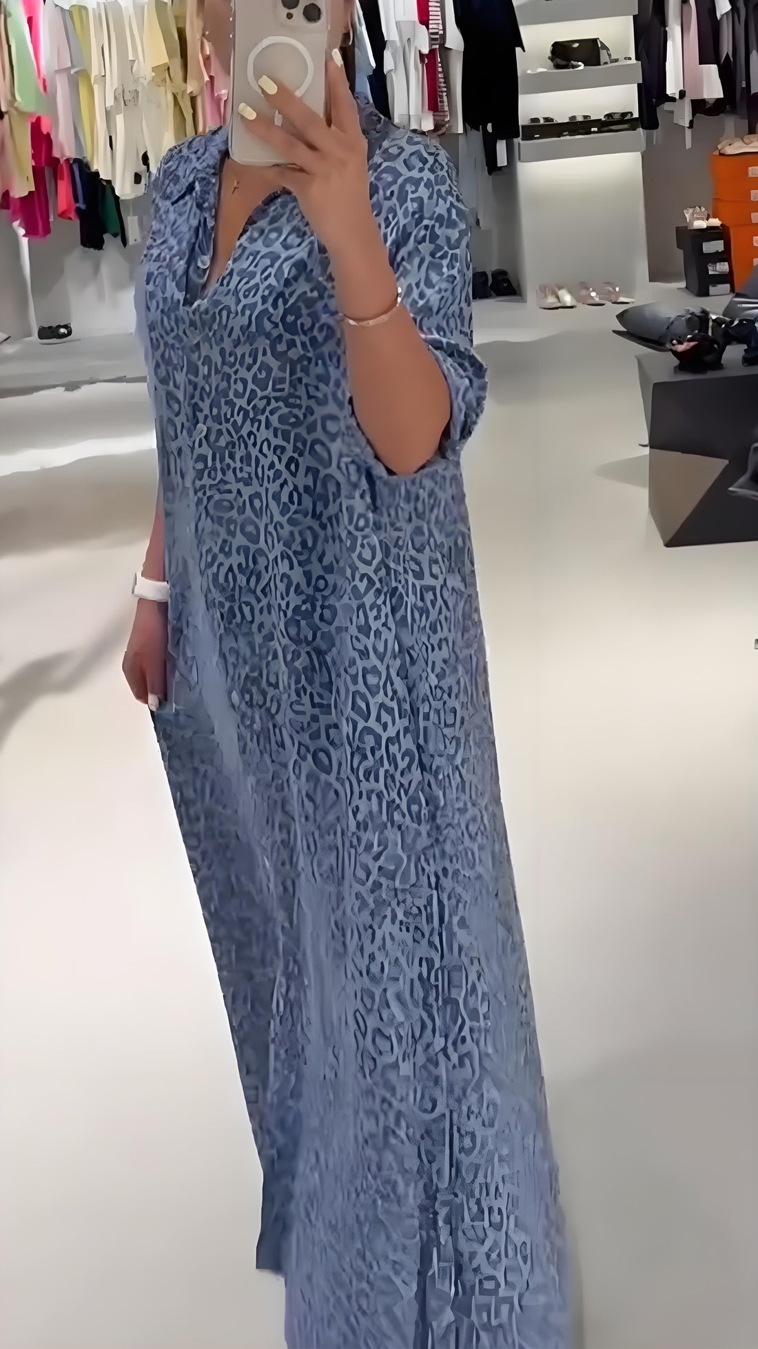 Women's Flip Collar Printed Loose Casual Dress