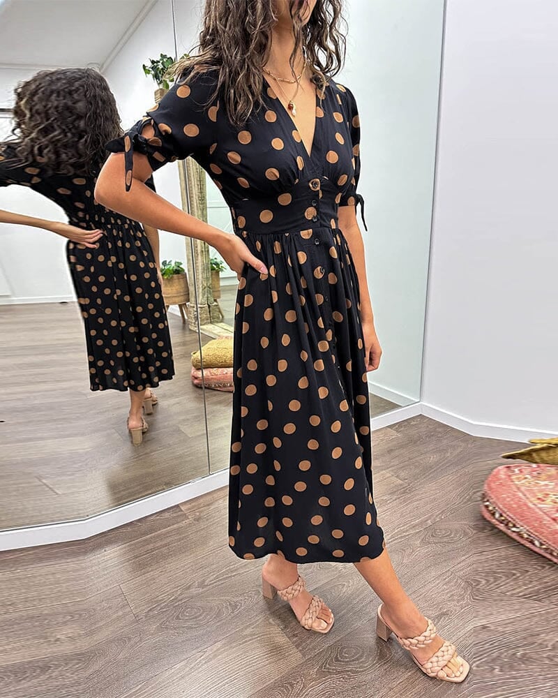 Polka Dot Dress With A Deep V-neck