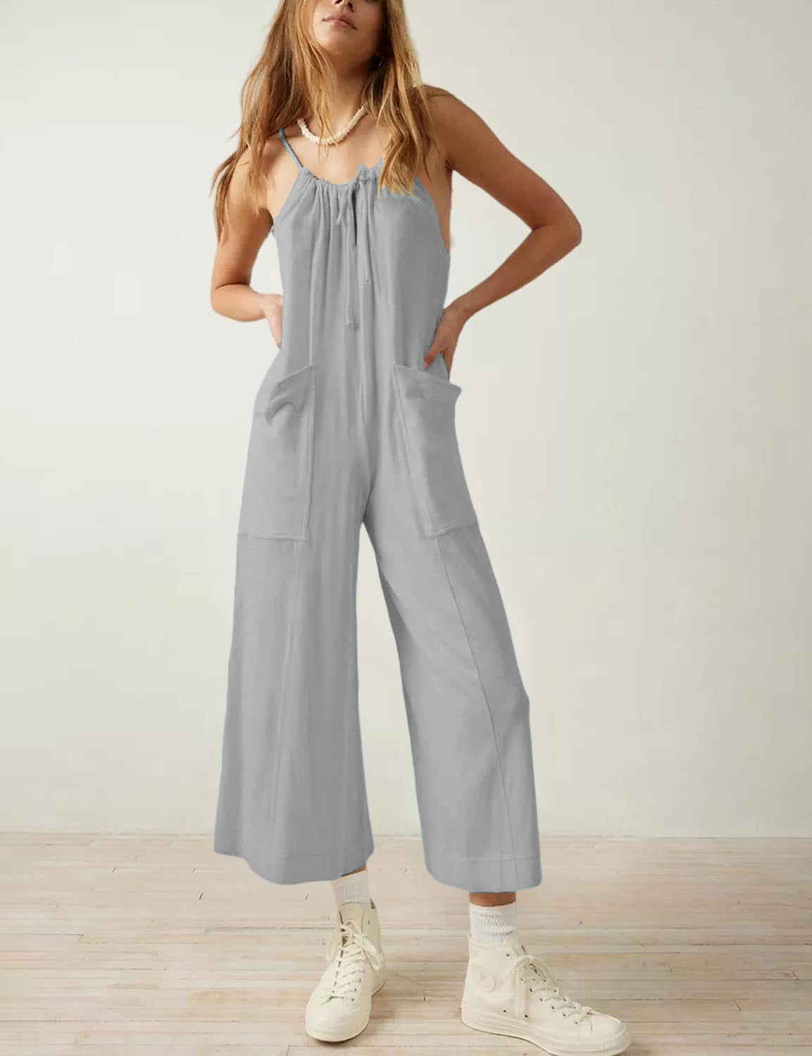 Women’s Casual Jumpsuits  Loose Adjustable Romper  with big Pockets