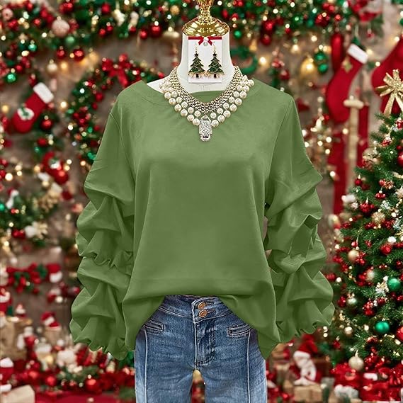 Women's Lantern Sleeve Crew Neck Sweatshirt