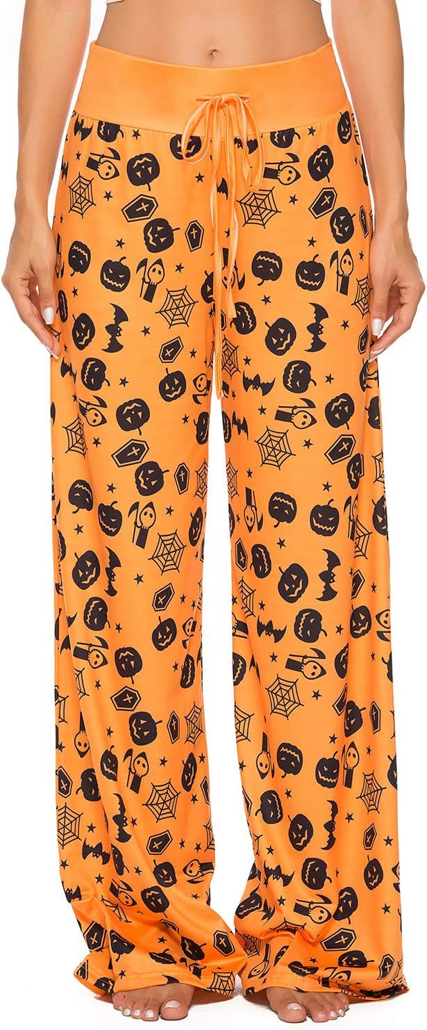 Womens Halloween Pajamas Pants Ladies Pumpkins Ghost Pajama