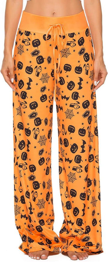 Womens Halloween Pajamas Pants Ladies Pumpkins Ghost Pajama