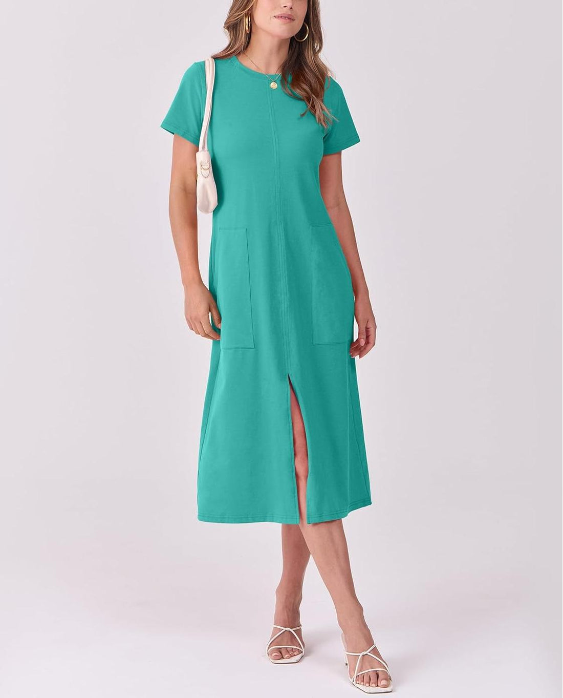 Women's Casual Short Sleeve Crewneck T Shirt Long Dresses