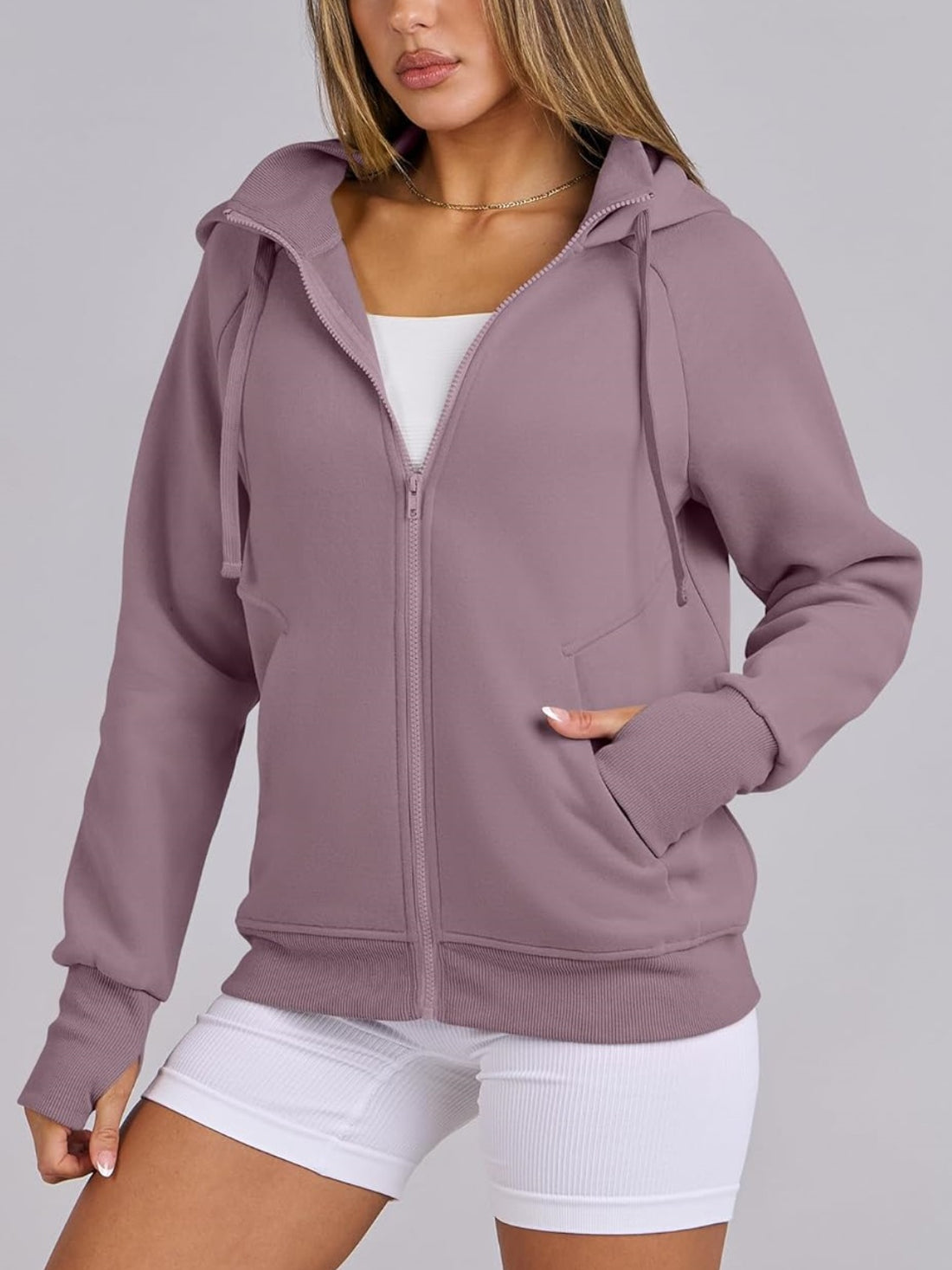 Women's Zip Up Drawstring Hoodie Jacket