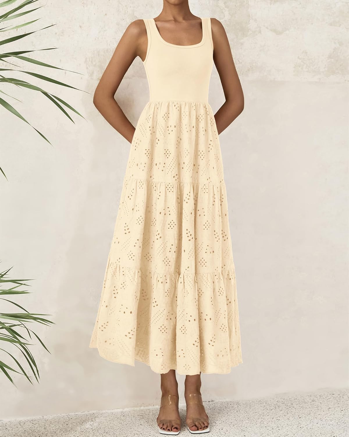 Women  Casual Spring Summer Eyelet Midi Dresses