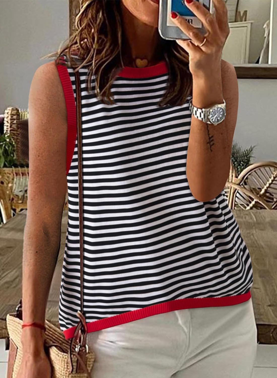 Casual Striped Color Block High Neck Tank Top(BUY TWO FREE SHIPPING!!!)