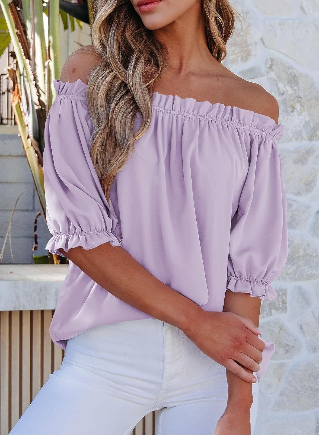 Women's Dressy Puff Sleeve Off Shoulder Blouse