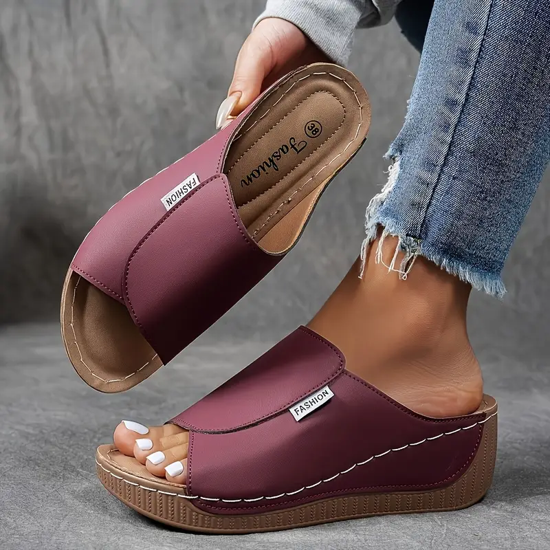 Comfortable Arch Support Slides Women’s Solid Color Sandals