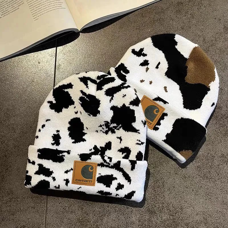 Vintage Cow Print Wool Hat