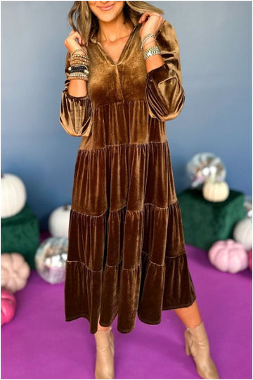2024 Women's  V Neck Velvet Dress