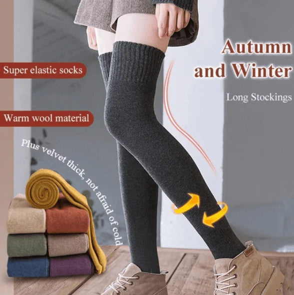 Women's Thermal Winter Fleece Over Knee Socks
