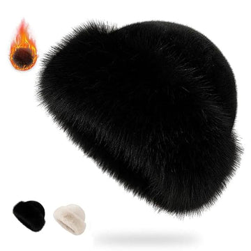 Women's Winter Woolly Beret Faux Fur Decorated Fashion Hat