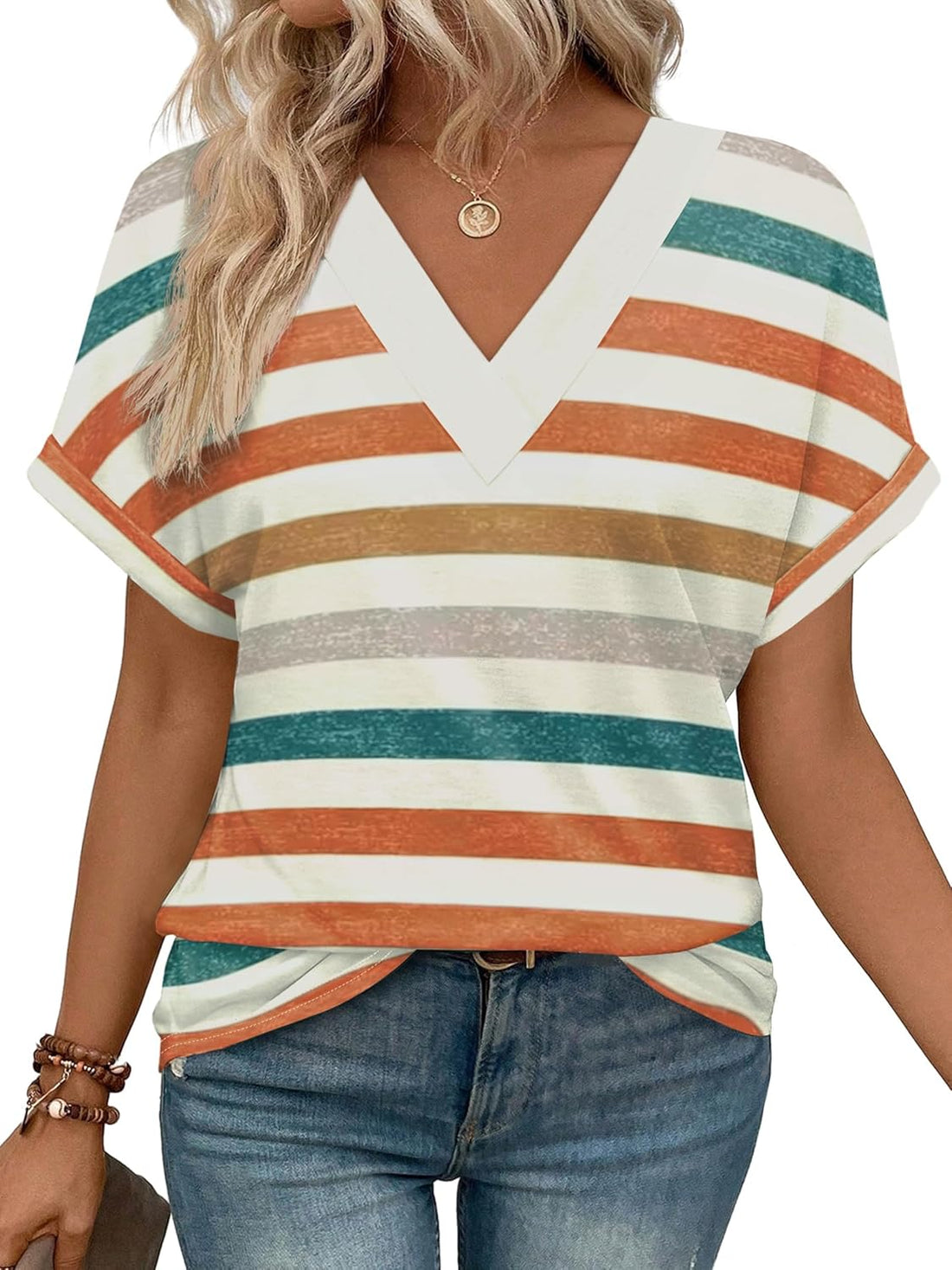 Women's Casual V Neck Short Sleeve Basic T Shirt