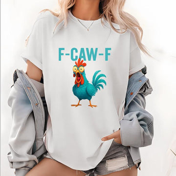 F-Caw-F Crazy Blue Chicken Pattern 100% Cotton Unisex T-Shirt