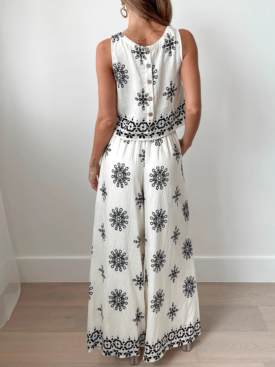 Exotic Print Sleeveless Two Piece Set