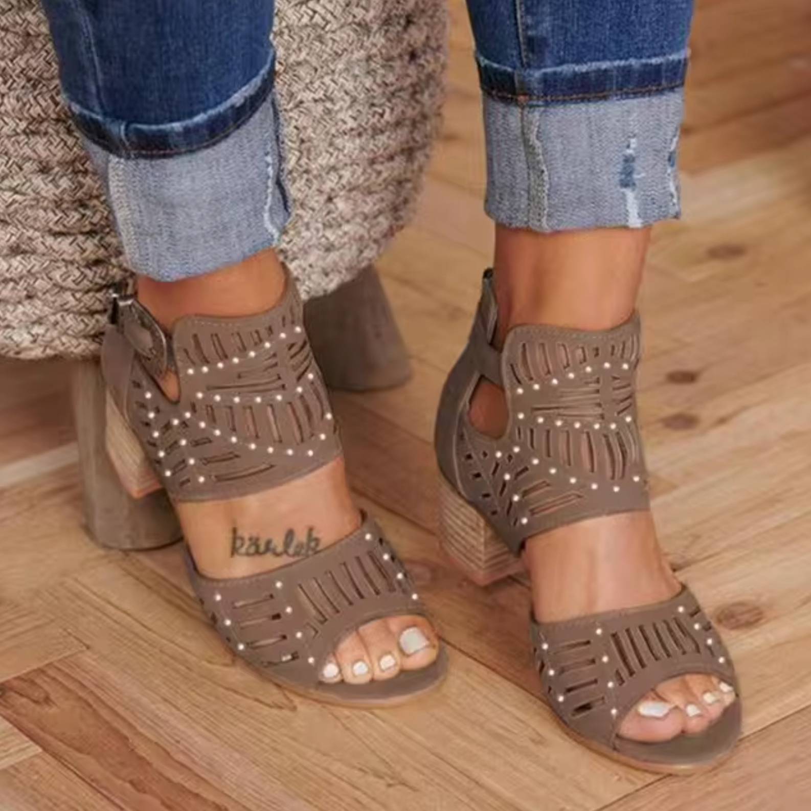 High Heel Sandals with Hemstitch