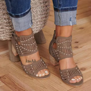 High Heel Sandals with Hemstitch