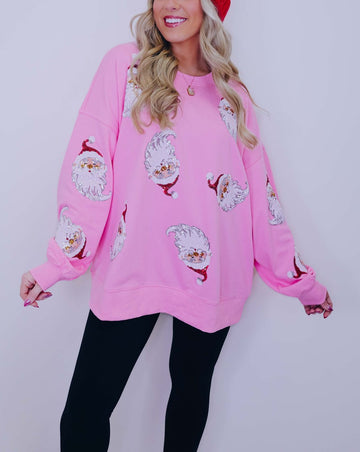 Women's Santa Sequin Patch Sweatshirt