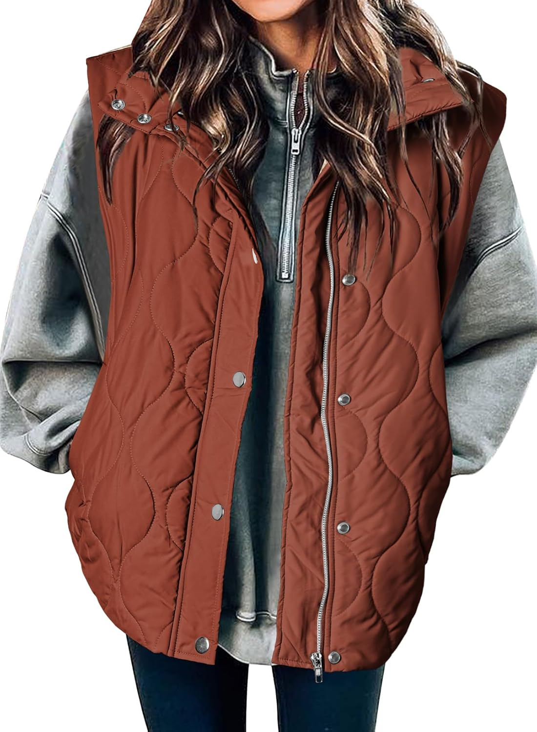 Women's Lightweight Quilted Stand Collar Sleeveless Jackets