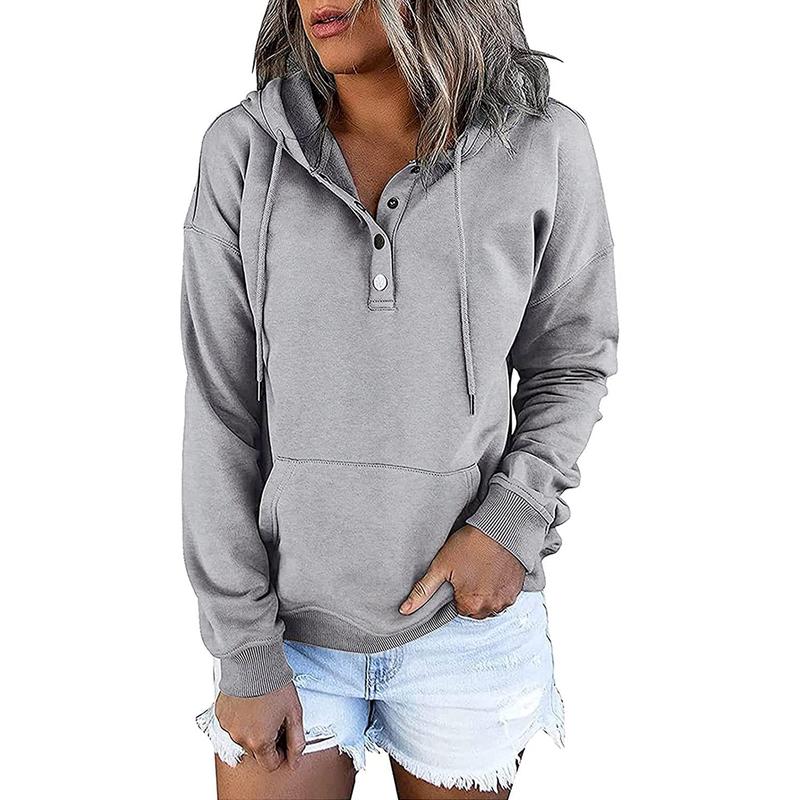 Women's  Casual Colorblock Button Down Pullover Tie Dye Hoodies Tops
