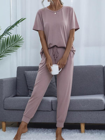 2 Piece Wear T-shirt&Cropped Pocket Drawstring Pant