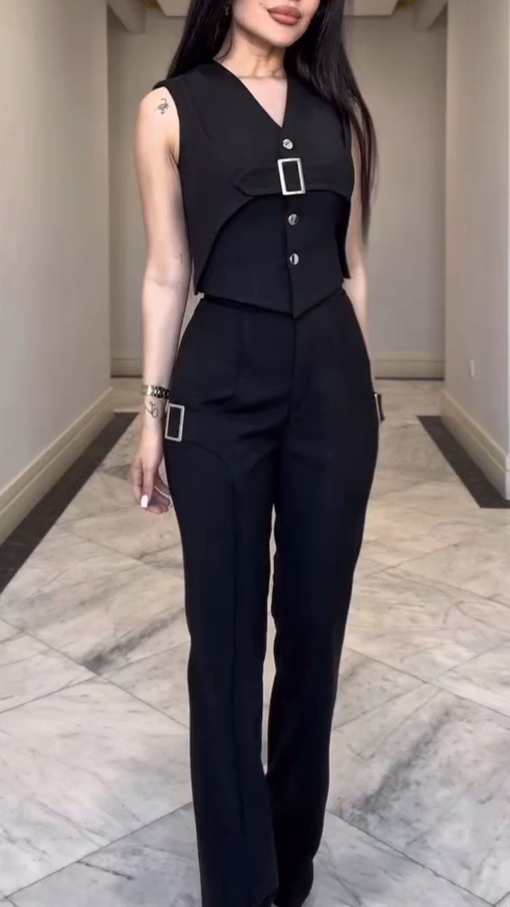 Women's V-neck Casual Suit