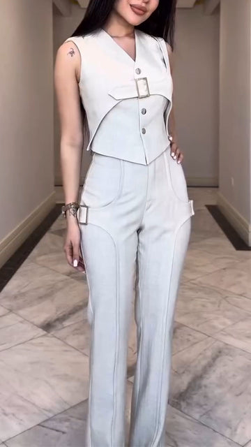 Women's V-neck Casual Suit