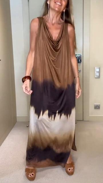 Women's V-neck Gradient Print Casual Holiday Dress