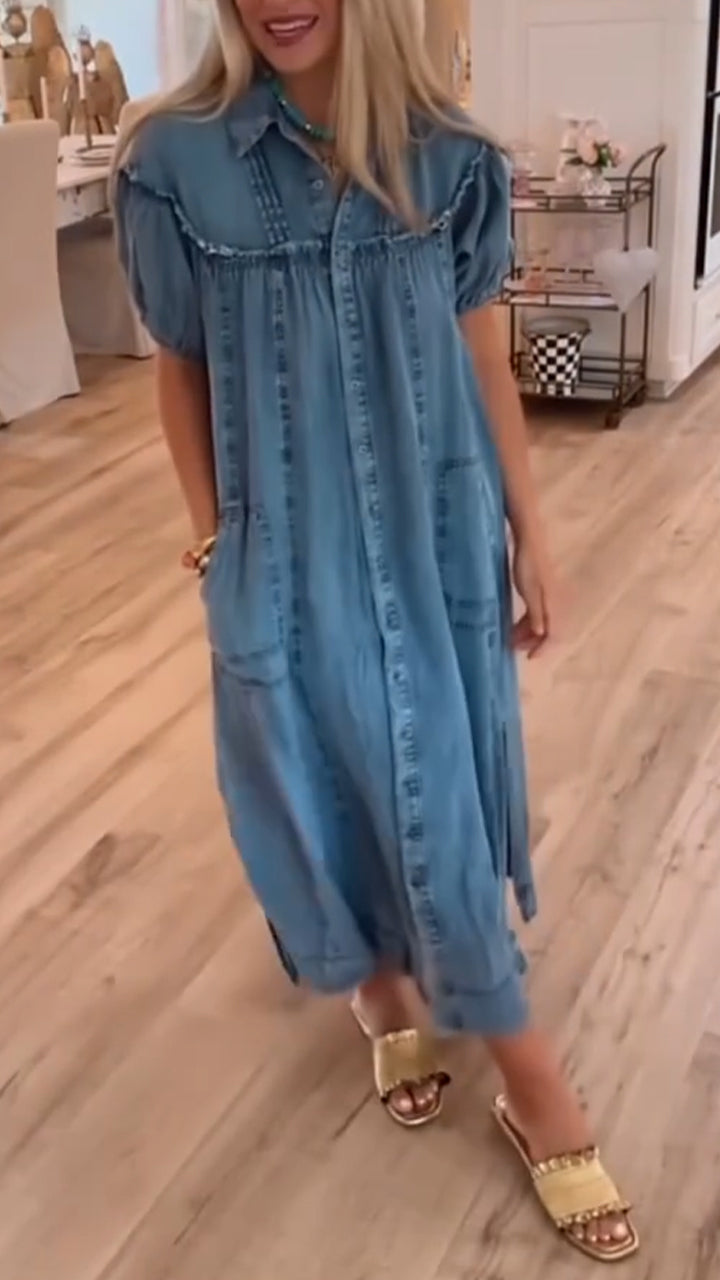 Women's Lapel Tencel Denim Casual Dress