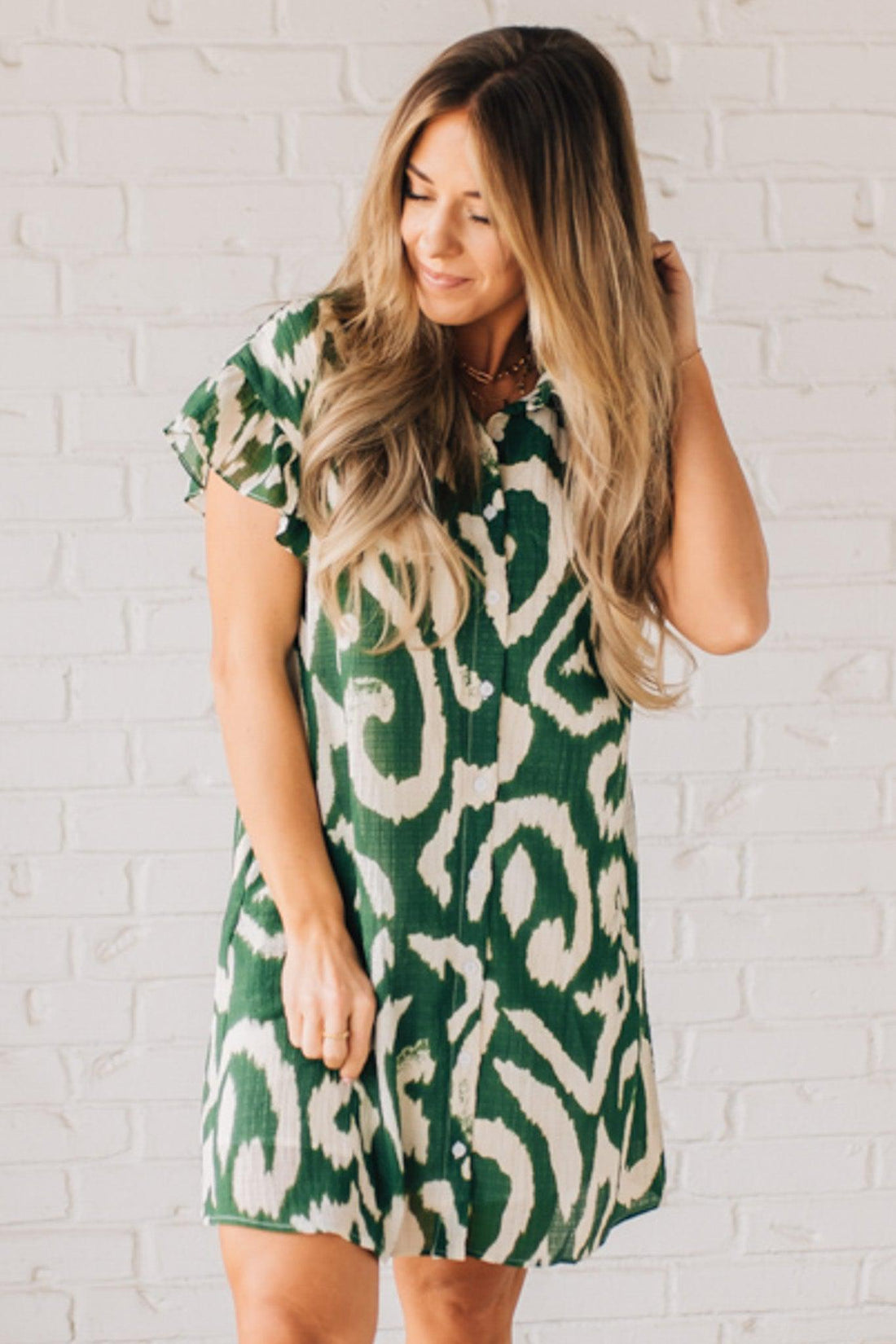 Casual Swirl Summer Button Loose Shirt Dress