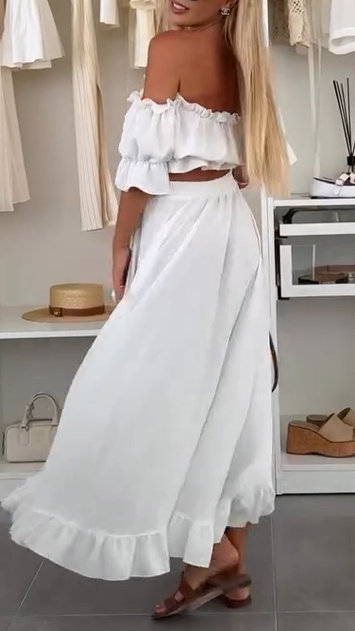 Women's Navel-baring Ruffled Irregular Casual Suit