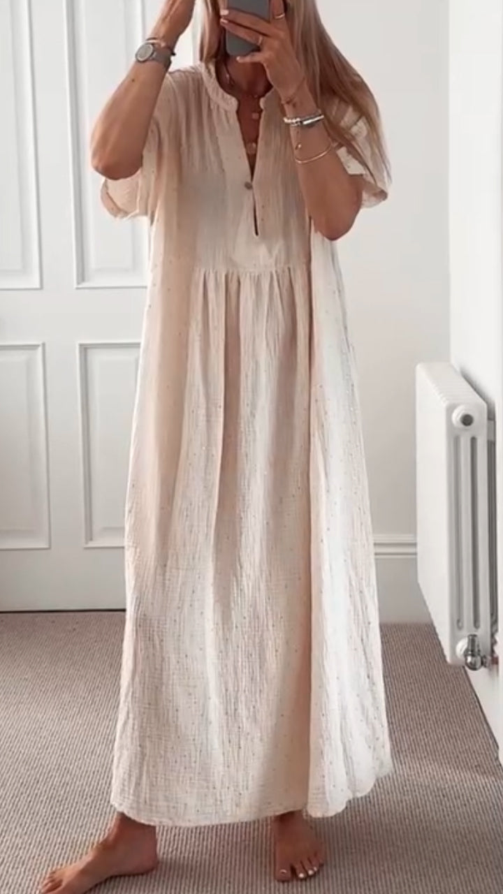 Ladies' Round Neck Sequin Solid Color Loose Casual Dress