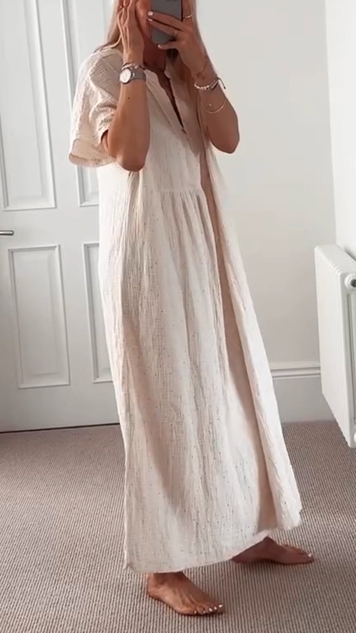 Ladies' Round Neck Sequin Solid Color Loose Casual Dress