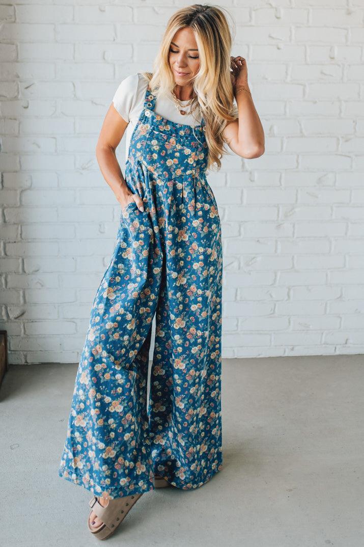 Vintage Rose Denim Overalls