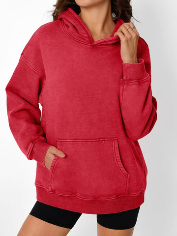 Plush Acid Wash Hoodie Pullover