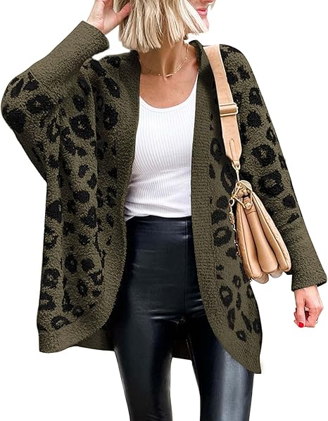 Loose Leopard Pocket Cardigan Sweater