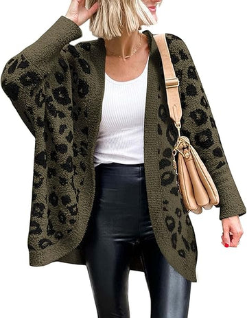 Loose Leopard Pocket Cardigan Sweater