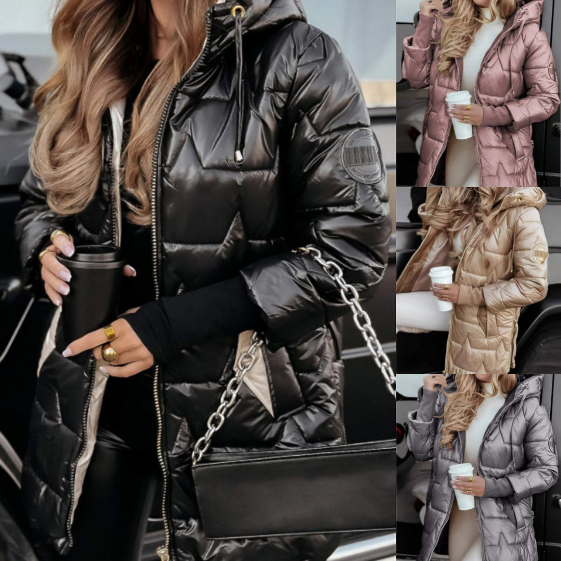 Women's Winter Warm Hooded Mid-Length Coats