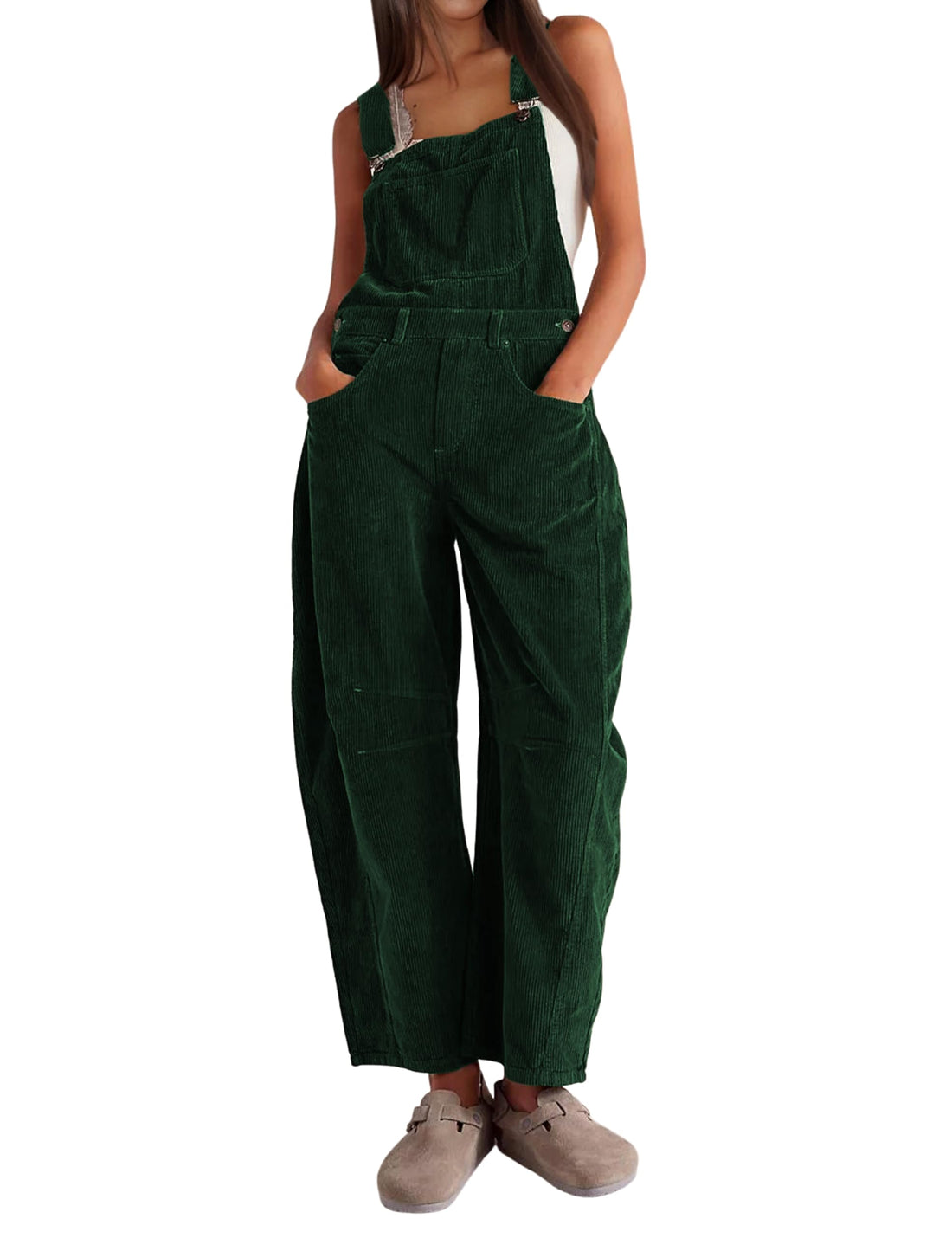 Womens Corduroy Adjustable Wide Leg Romper Overalls
