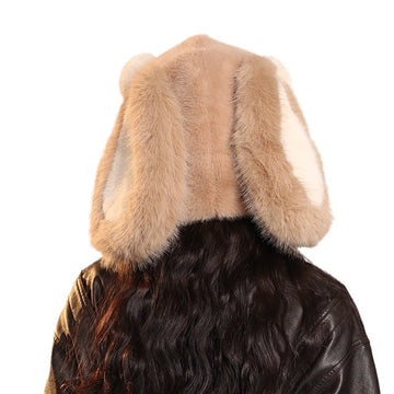 Plush Bunny Hat with Blush Cheeks – Cozy Animal Ear Beanie