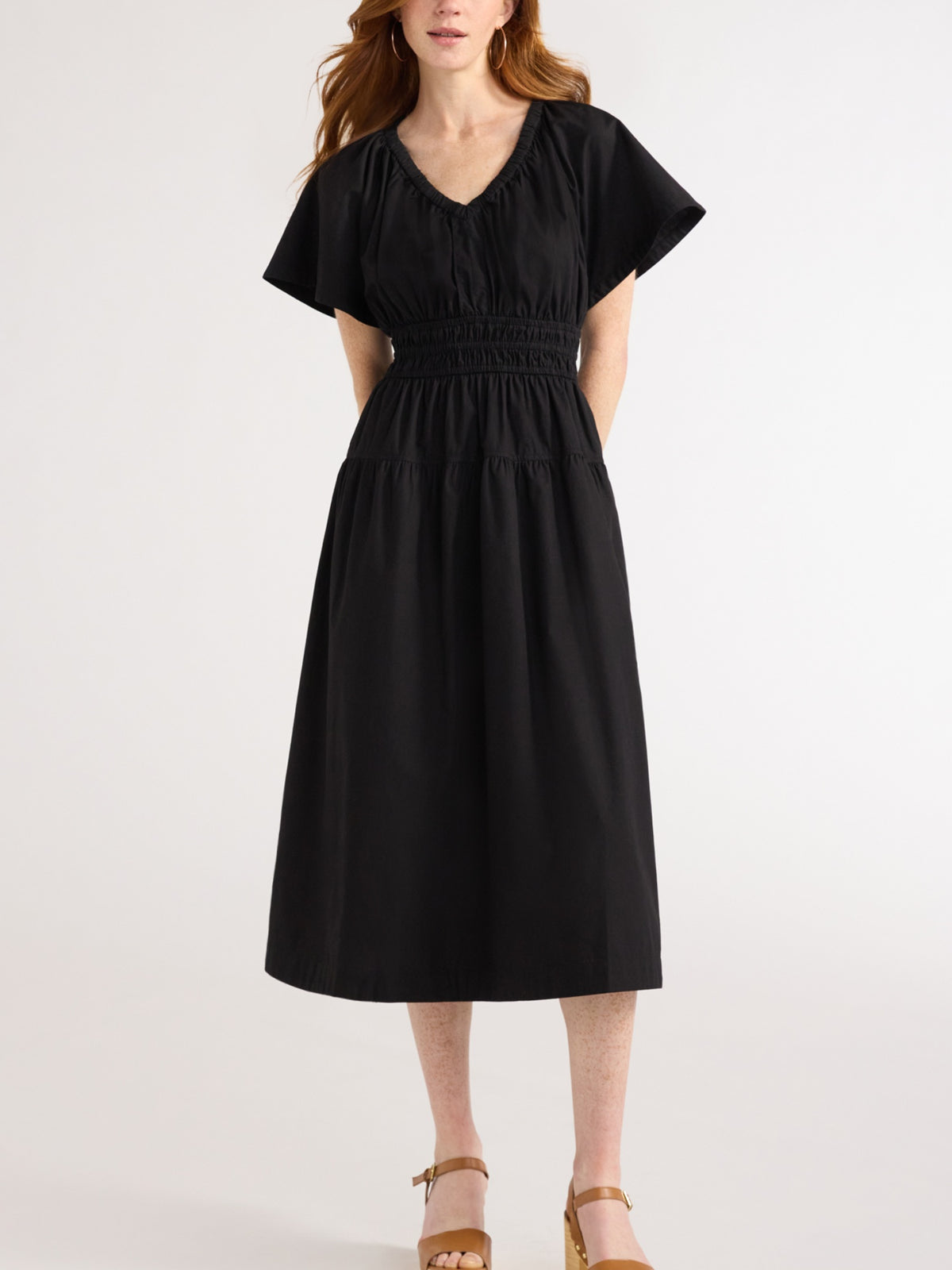 Women's Denim Lightweight Tiered Midi Dress
