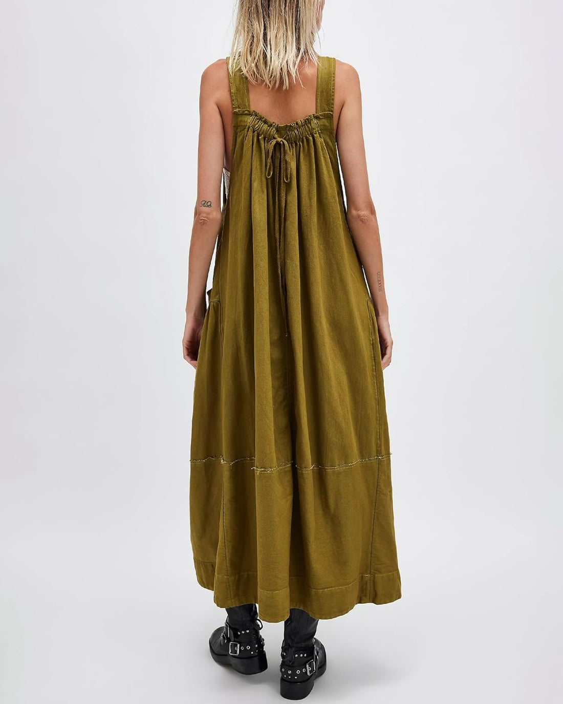 Women's Casual Loose Adjustable Straps Maxi Dress With Pockets