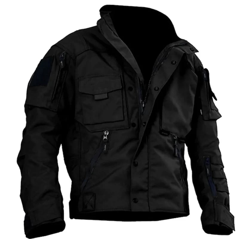 Men’s Windproof Tactical Cargo Jacket with Multiple Pockets for Outdoor Sports
