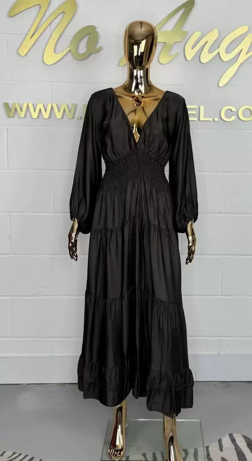V-Neck Satin Dress