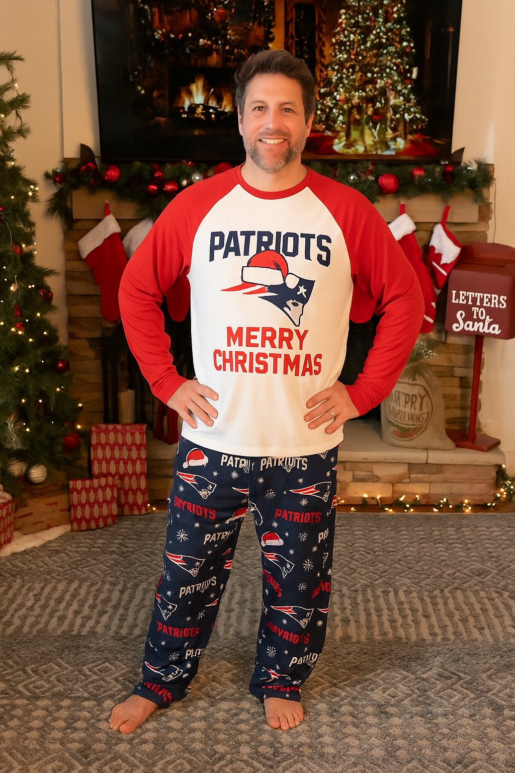 2026 England Patriots Family Holiday Pajamas Set