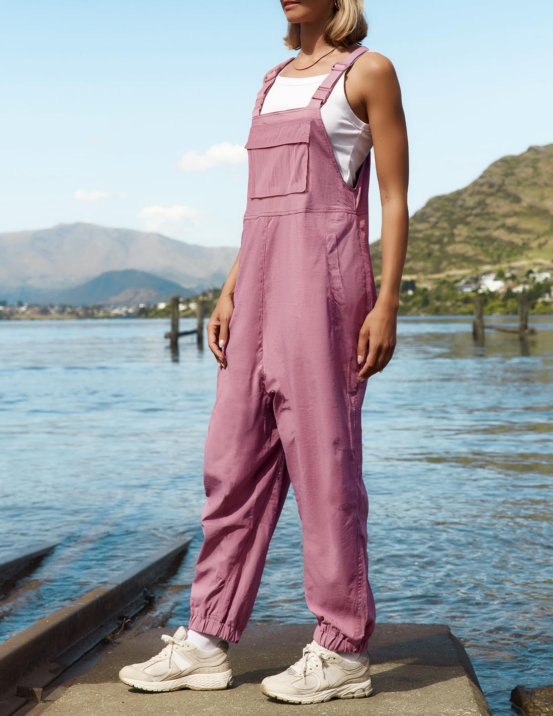 Women's Sleeveless Adjustable Straps Casual Summer Overalls Jumpsuit