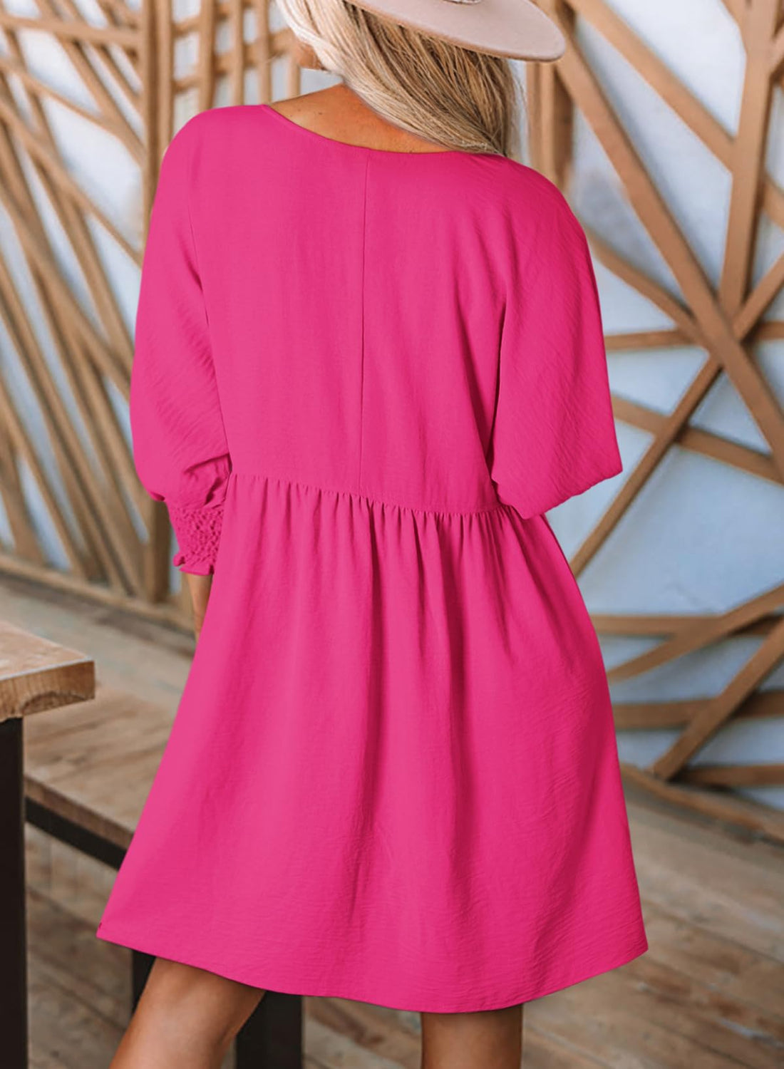 Women's Casual Short Sleeve Crew Neck Flowy Swing Tunic Dress